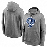 Men's Los Angeles Rams Heather Gray Primary Logo Long Sleeve Hoodie T-Shirt,baseball caps,new era cap wholesale,wholesale hats
